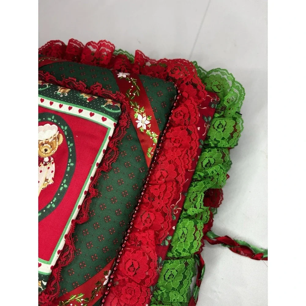 Vintage Christmas Photo Album Fabric, Lace, Beads Holiday Scrapbook